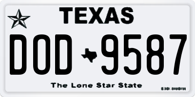 TX license plate DOD9587