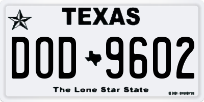 TX license plate DOD9602