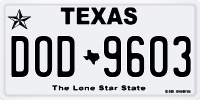 TX license plate DOD9603