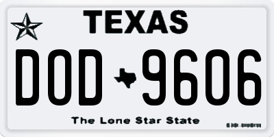 TX license plate DOD9606