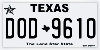 TX license plate DOD9610