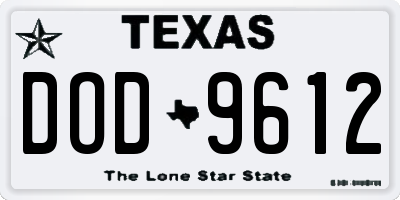 TX license plate DOD9612