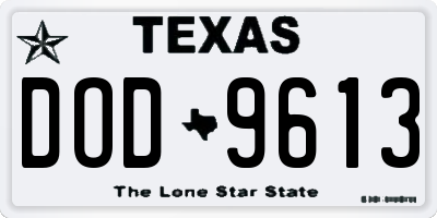 TX license plate DOD9613