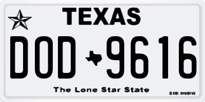 TX license plate DOD9616