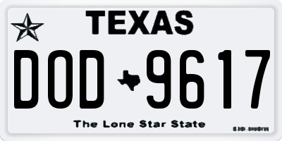 TX license plate DOD9617