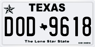 TX license plate DOD9618