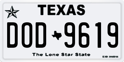 TX license plate DOD9619