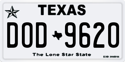 TX license plate DOD9620