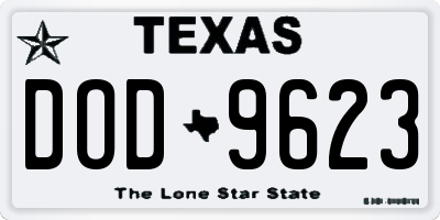 TX license plate DOD9623