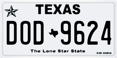 TX license plate DOD9624