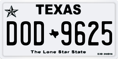TX license plate DOD9625