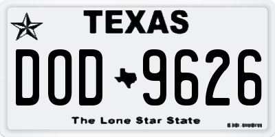 TX license plate DOD9626