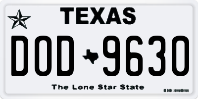 TX license plate DOD9630