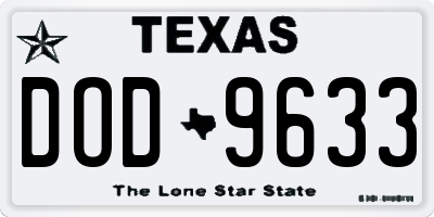 TX license plate DOD9633