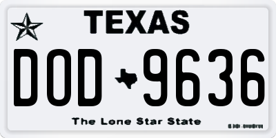 TX license plate DOD9636