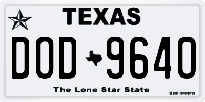 TX license plate DOD9640