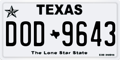 TX license plate DOD9643