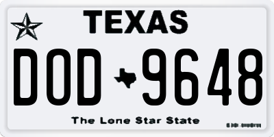TX license plate DOD9648