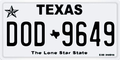 TX license plate DOD9649