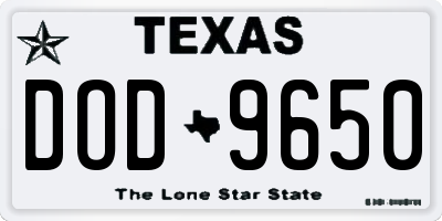 TX license plate DOD9650