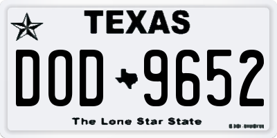 TX license plate DOD9652