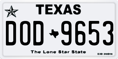 TX license plate DOD9653