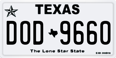 TX license plate DOD9660