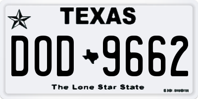 TX license plate DOD9662