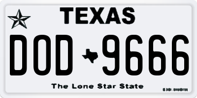 TX license plate DOD9666