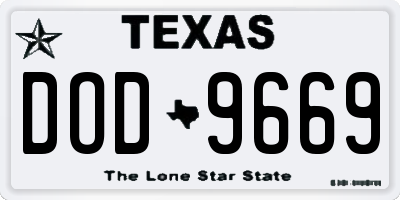 TX license plate DOD9669