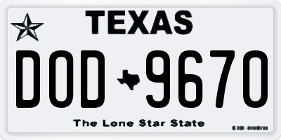TX license plate DOD9670