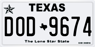 TX license plate DOD9674