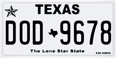 TX license plate DOD9678
