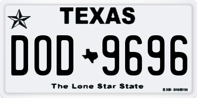 TX license plate DOD9696