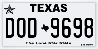 TX license plate DOD9698