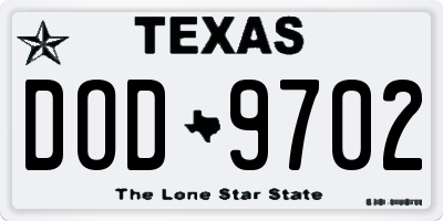 TX license plate DOD9702
