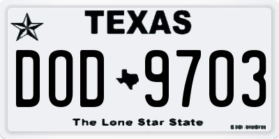 TX license plate DOD9703