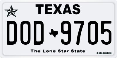 TX license plate DOD9705