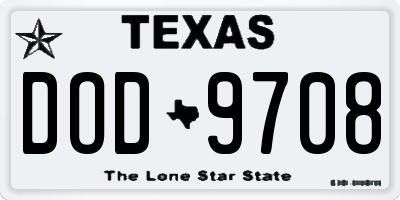 TX license plate DOD9708