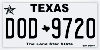 TX license plate DOD9720