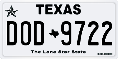 TX license plate DOD9722