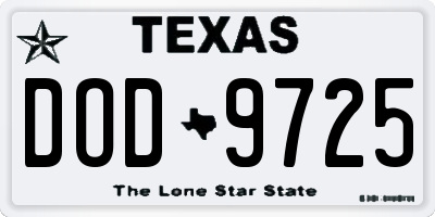 TX license plate DOD9725