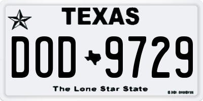 TX license plate DOD9729