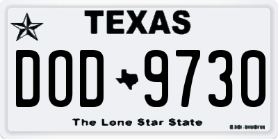 TX license plate DOD9730