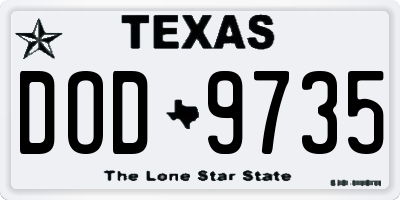 TX license plate DOD9735