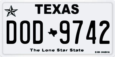 TX license plate DOD9742