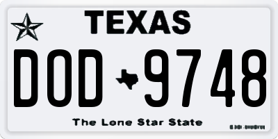 TX license plate DOD9748