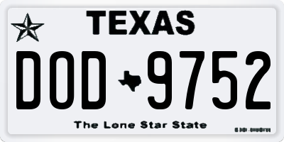 TX license plate DOD9752
