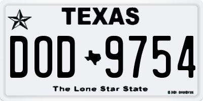 TX license plate DOD9754