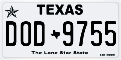 TX license plate DOD9755